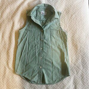 Abercrombie Vintage Sun Wind Sand Sleeveless Collar Shirt Womens M Striped Green